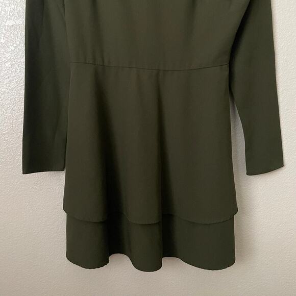 Hutch Dress Womens Size 4 Green Mini Double Layer Peplum Quiet Luxury Minimalist - Picture 7 of 13